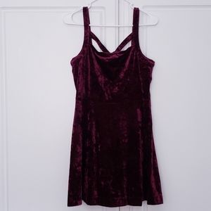 2/$10 FOREVER21 Burgundy Velvet Skater Dress L